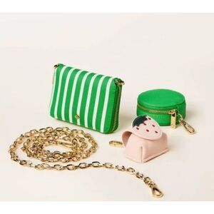Kate Spade Target Collab 2025 Green and Pink Striped Crossbody Bag Set